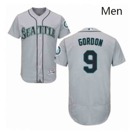 Mens Majestic Seattle Mariners 9 Dee Gordon Grey Road Flex Base Authentic Collection MLB Jersey
